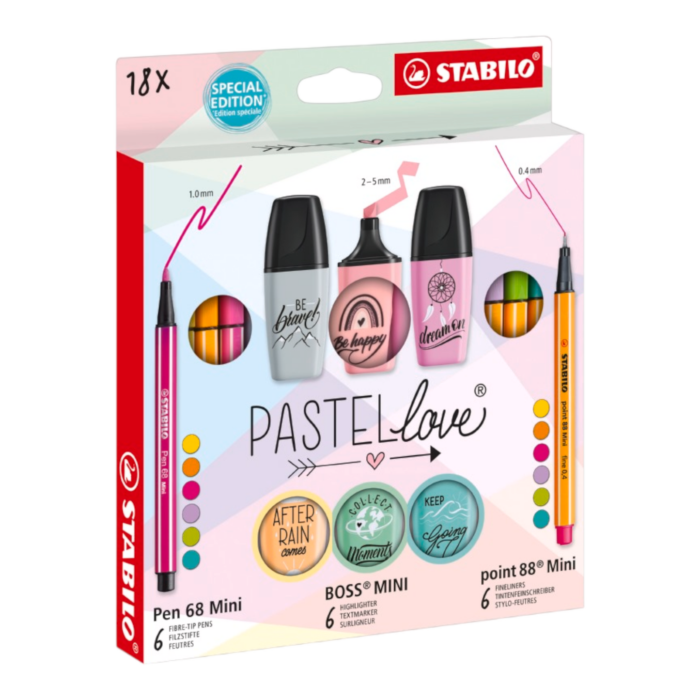 Σετ γραφικής ύλης Stabilo Pastellove 18τεμ (Mini 68, 88, Boss)