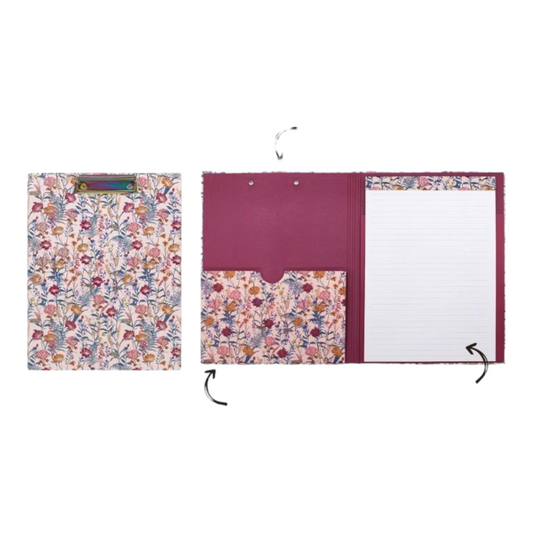 Ντοσιέ Α4 Pukka Bloom Κρεμ με πιάστρα, μπλοκ γραφής και εσωτερική θήκη