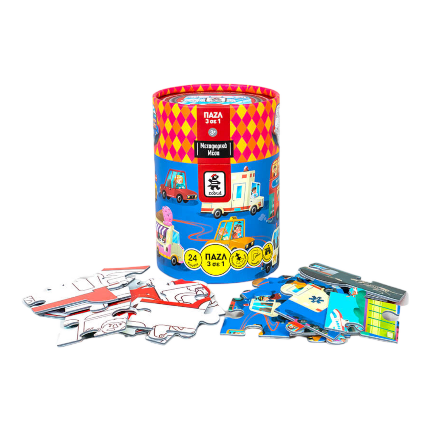 Παζλ 3 Σε 1 Robud 24pcs. Μεταφορικά Μέσα