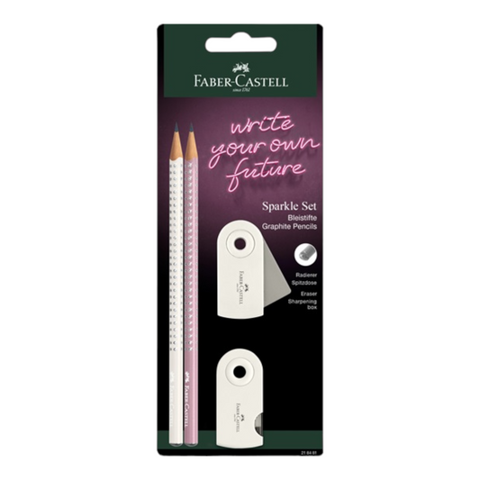 Σετ Faber-Castell 2 μολυβιών Sparkle IΙ Coconut/Ροζ, γόμα, ξύστρα mini Sleeve