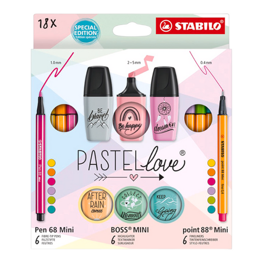 Σετ γραφικής ύλης Stabilo Pastellove 18τεμ (Mini 68, 88, Boss)