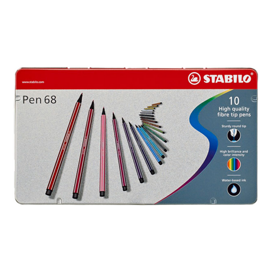 Μαρκαδόροι ζωγραφικής Stabilo 6810-6 Metal 10τεμ.σε μεταλλική κασετίνα