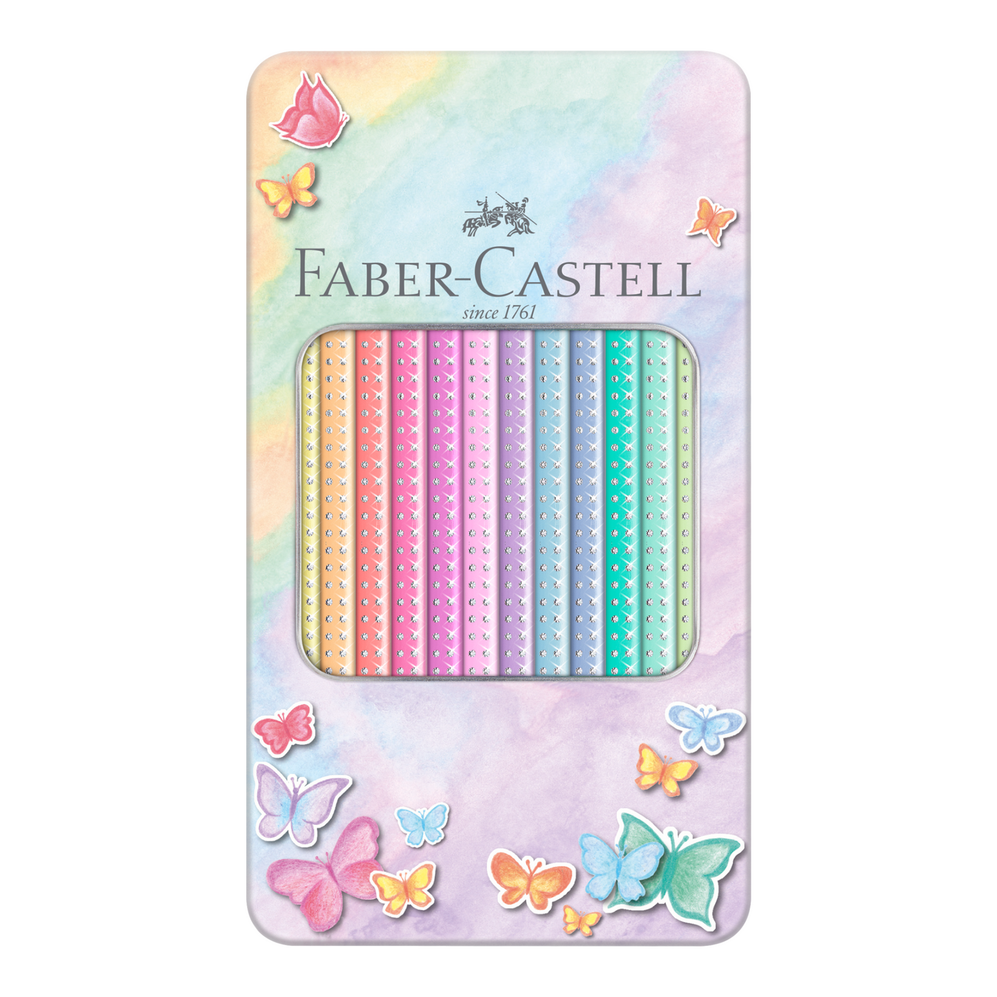 Ξυλομπογιές Faber-Castell Sparkle Παστέλ 12 τεμ. σε μεταλλική κασετίνα