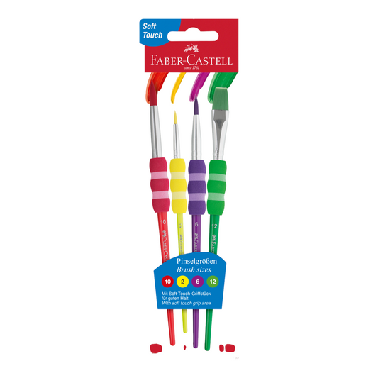 Σετ 4 πινέλων Faber-Castell  σε έντονα χρώματα Νο 2, 6, 10 & 12