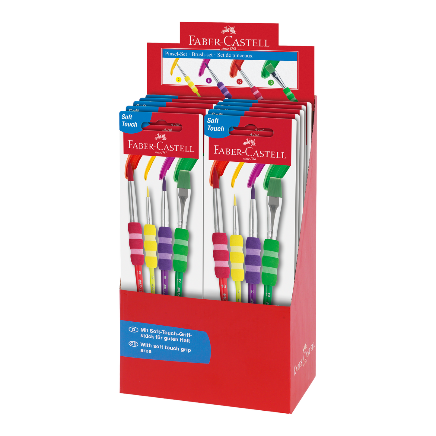 Σετ 4 πινέλων Faber-Castell  σε έντονα χρώματα Νο 2, 6, 10 & 12