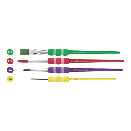 Σετ 4 πινέλων Faber-Castell  σε έντονα χρώματα Νο 2, 6, 10 & 12