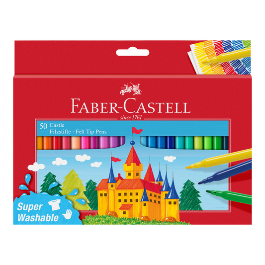 Μαρκαδόροι Ζωγραφικής λεπτοί Faber-Castell Super Washable 50τεμ.