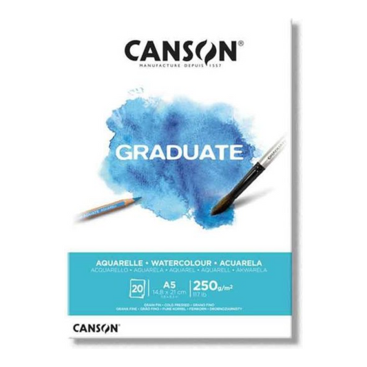 Μπλοκ ακουαρέλας Canson Graduate Watercolour Α5 250gr/m² 20φ