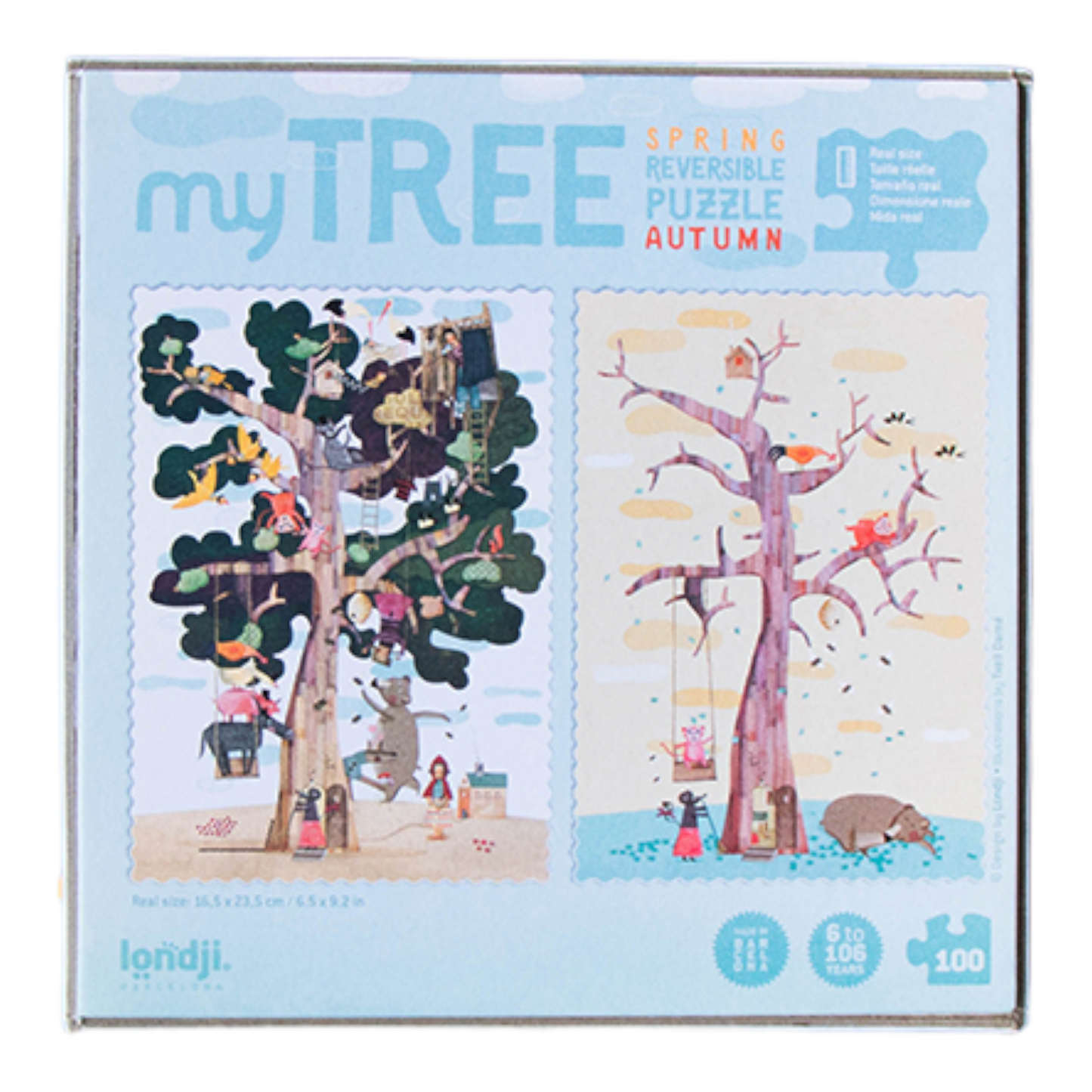 Διπλής όψης παζλ Londji My Tree 100 pcs. - pocket size