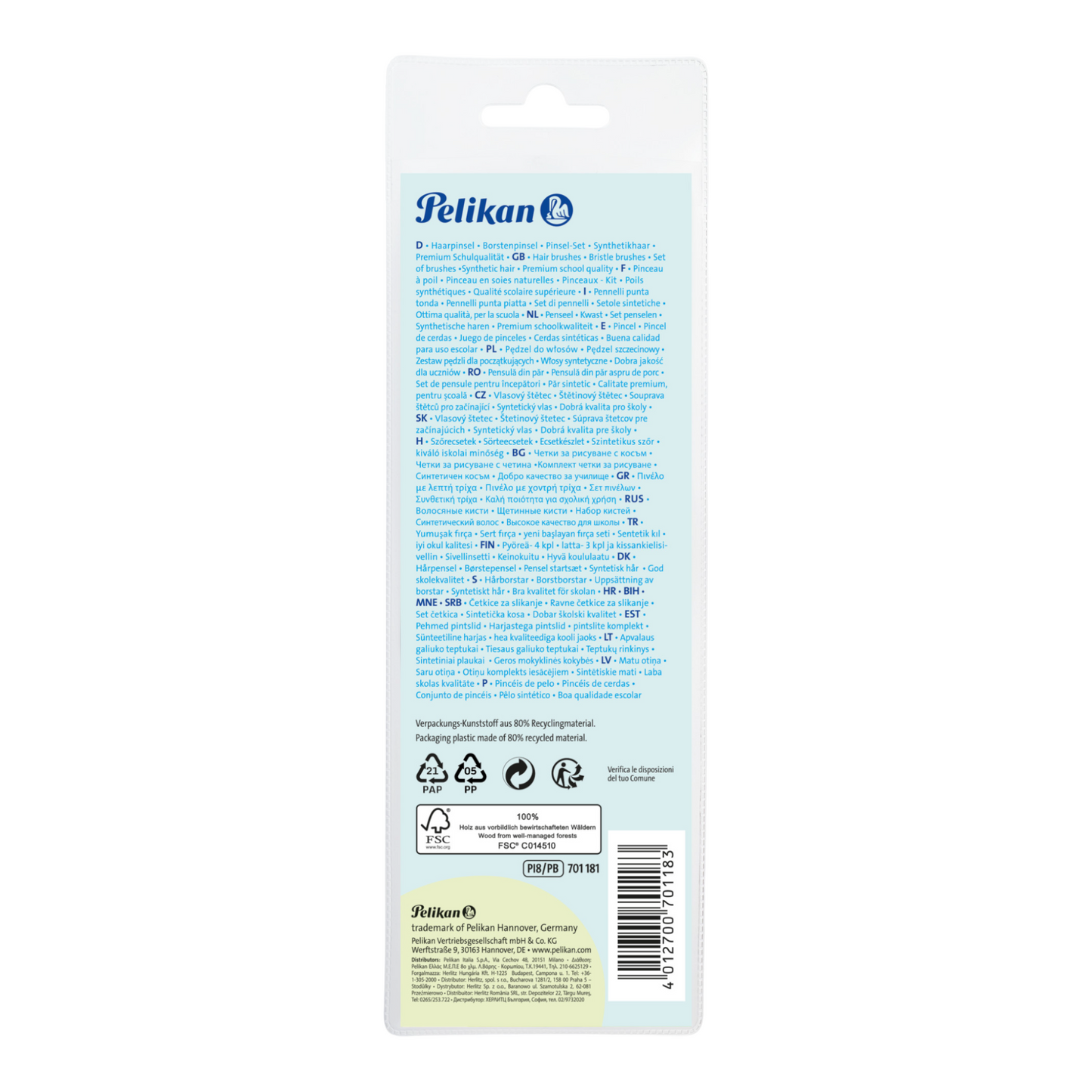 Σετ 8 πινέλων Pelikan Premium PI8/PB